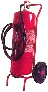 extinguishers on a trolley